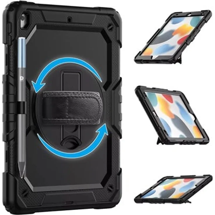 Deqster 360°, Rückabdeckung für 10.9-inch iPad (10. Generation), widerstandsfähig aus Polycarbonat und TPU, schwarz