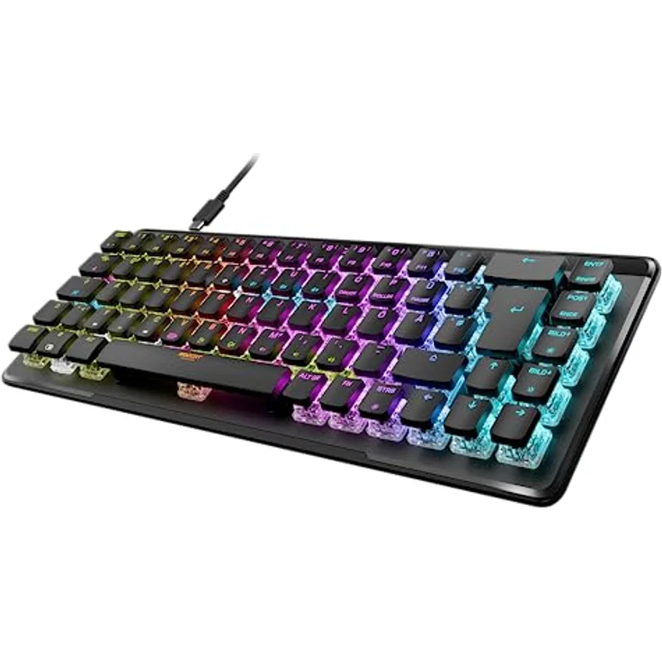 Roccat Vulcan II Mini Air – 65 Prozent Wireless optische mechanische Gaming-Tastatur, anpassbare RGB-Beleuchtung, abnehmbares Kabel, Titan II Tactile Schalter, Aluminiumplatte, Schwarz – Bild 1