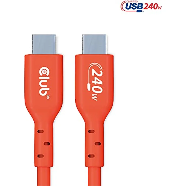 Club 3D USB 2 Typ C Kabel PD 240W, 2m, bi-direktional, 480Mbps, rot – Bild 8