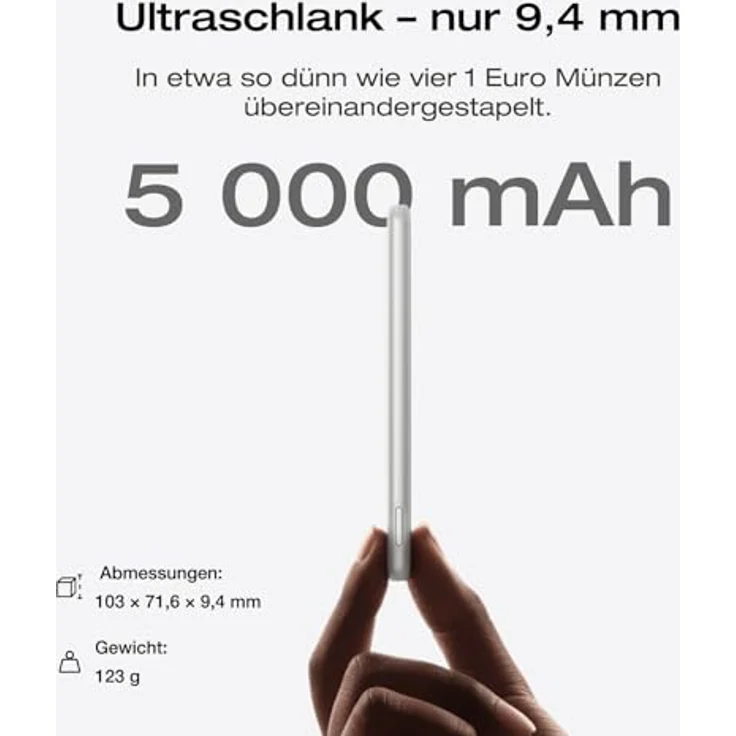 EF ECOFLOW RAPID Powerbank 5.000 mAh, magnetisches kabelloses Ladegerät mit 20 W USB-C und 7,5 W MagSafe, kompatibel mit iPhone 16/15/14/13/12 Serien, weiß – Bild 2