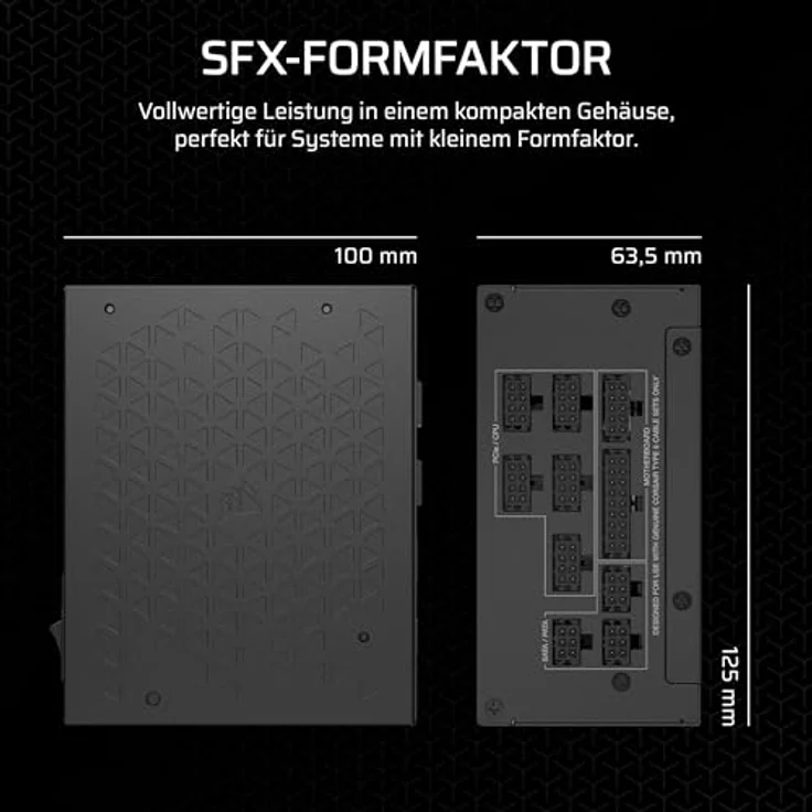 Corsair SF Series (2024) SF850 850 Watt SFX 80 PLUS Platinum Fully Modular Power Supply PC Netzteil Schwarz – Bild 4