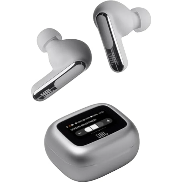 JBL Live Beam 3 Wireless Earbud-Kopfhörer, 48H Akkulaufzeit, Adaptive Noise Cancelling, Silber – Bild 1