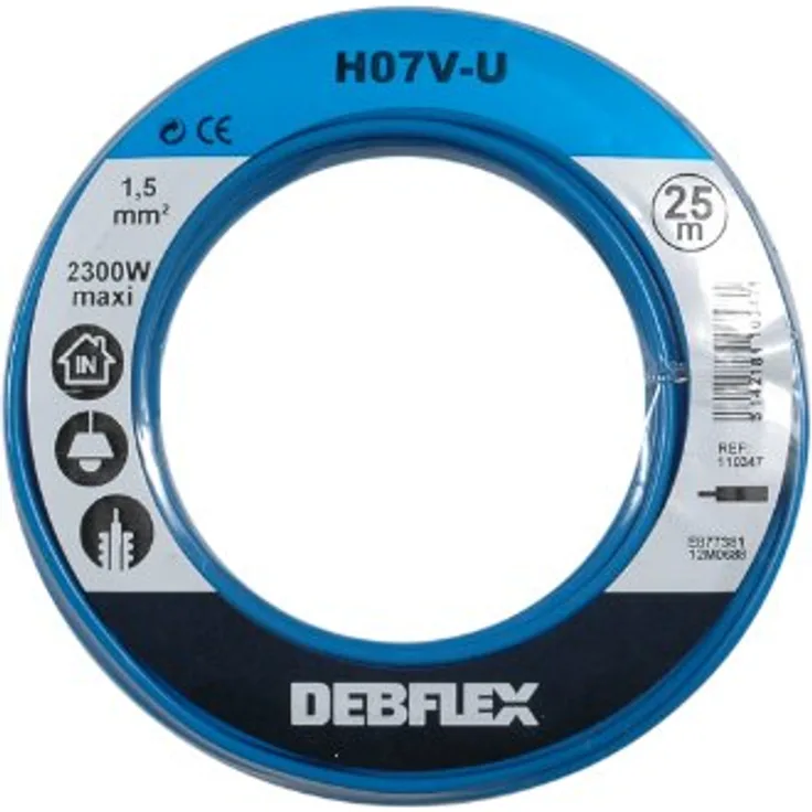 Debflex 110347 Spule HO7V-U 1.5 25 m, Blau