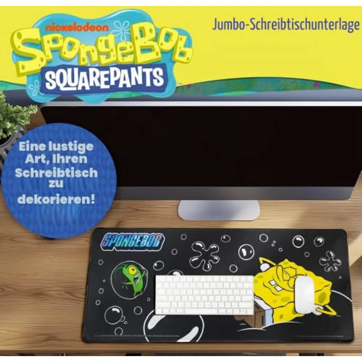 Blue Sky Studios SpongeBob Schreibtischunterlage 70x30 cm – Jumbo Gaming- & Büro-Mauspad, robustes Neopren, rutschfeste Unterseite, schönes SpongeBob & Patrick-Motiv für Fans – Bild 2