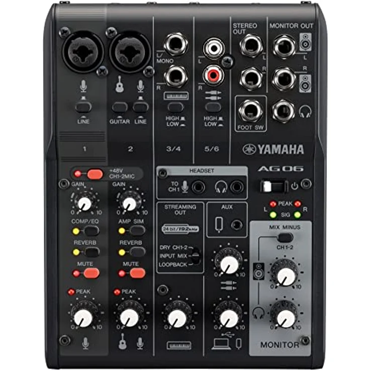 Yamaha AG06MK2 6-Kanal-Live-Streaming Mischpult mit USB-Audio-Interface – Für Windows, Mac, iOS und Android – In Schwarz – Bild 2