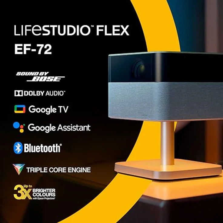 Epson Lifestudio Flex EF-72 Eiche, tragbarer Smart-Projektor mit 4K Pro-UHD, Sound by Bose, Google TV, verstellbarem Stand, innen und außen einsetzbar, 5 Jahre Geräteschutz – Bild 4