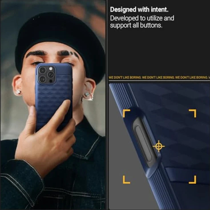 Caseology Parallax Mag für iPhone 16 Pro Hülle - Ergonomischer 3D Hexa Cube, Militärqualität, Fallschutz - Midnight Blue – Bild 4