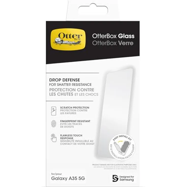 OtterBox Glass Displayschutz für Samsung Galaxy A35 5G, gehärtetes Glas, Schutz vor Brüchen, Kratzern und Stürzen
