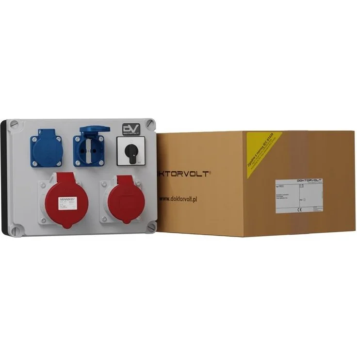Doktorvolt Stromverteiler FRED 32A 16A 2x230V mit Nockenschalter, Mennekes Steckdosenverteiler 4-fach – Bild 1