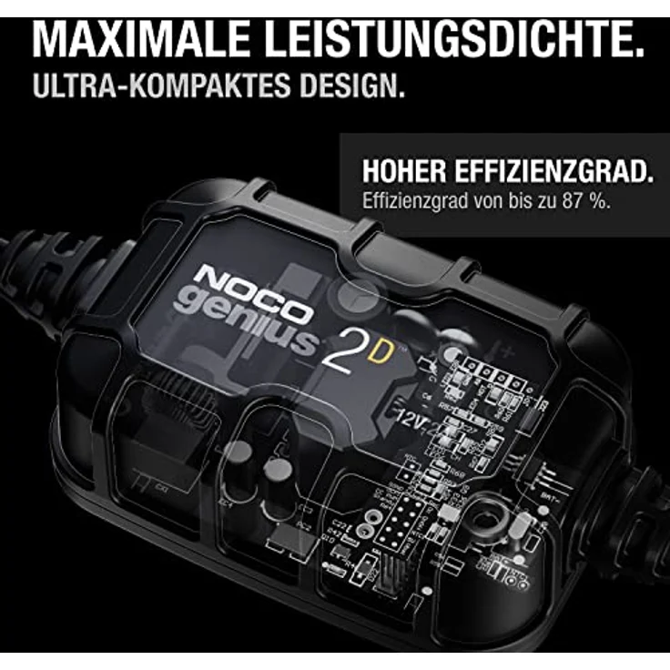 NOCO GENIUS2DEU Automatikladegerät 12V 2A, kompaktes und intelligentes Ladegerät für Blei-Säure-Batterien, IP65 Schutz – Bild 3