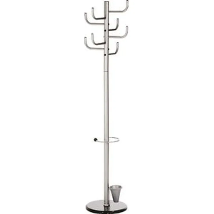 Alco Garderobenständer 2802, silber, mit 8 Haken, aus Metall, 172 x 40cm