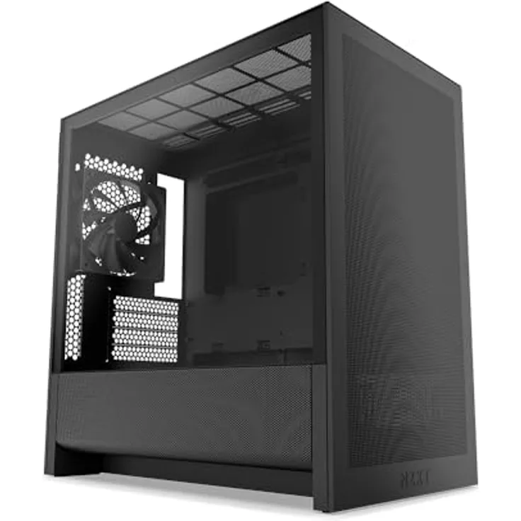 NZXT H3 Flow, Micro-ATX PC-Gehäuse mit hohem Luftstrom und umfangreicher Kühlungsunterstützung, schwarz