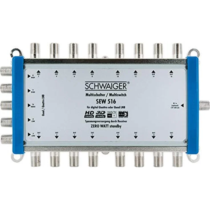 Schwaiger SEW516 531 Multischalter (bis zu 16 Teilnehmer, kein Netzanschluss nötig, DVB-T2 geeignet) Silber – Bild 3