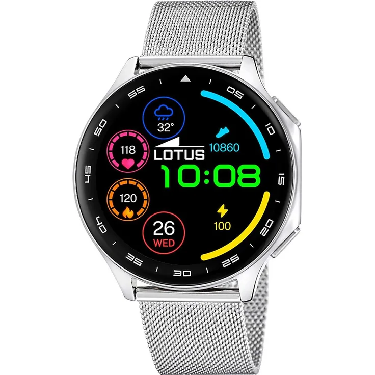 Lotus 50050/1 Smartwatch Herren, Edelstahlgehäuse mit IP65-Schutz, analoger Zeitansage, robustes Mineralglas