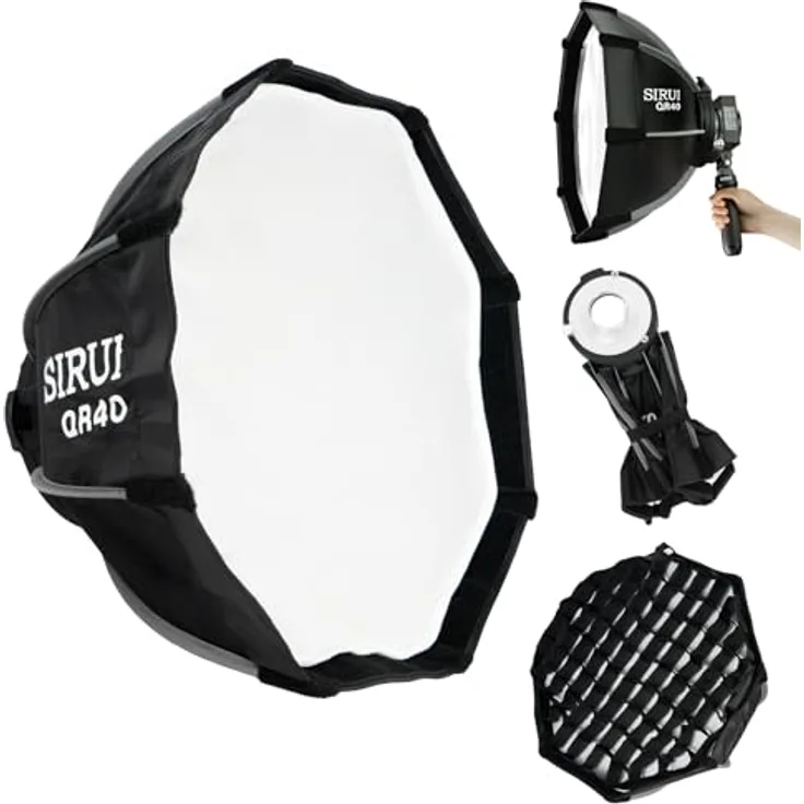 SIRUI 40cm Mini Softbox mit Schneller Aufbau, Faltbar, Mit Diffusor und Gitter, Schnellverschluss für Video Dauerlicht, Kompatibel mit C150X-Serie und QR40