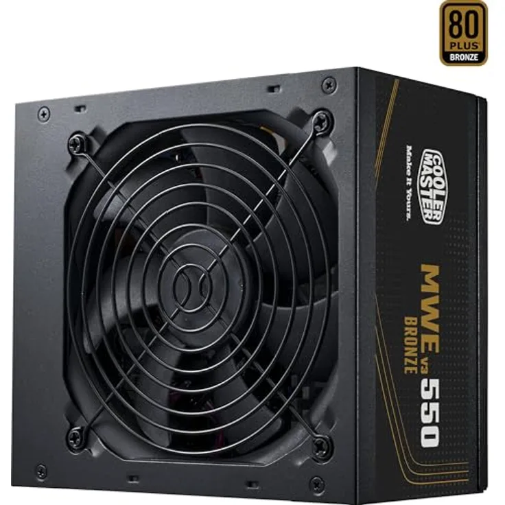 Cooler Master MWE Bronze V3 230V, PC Netzteil 550 W mit ATX 3.1 Unterstützung, leisem HDB-Lüfter und 80 Plus Bronze Effizienz, Schwarz