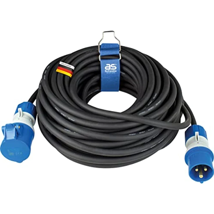 as - Schwabe CEE Camping -Verlängerungsleitung 25m mit neuer powerlight Spannungsanzeige, CEE-Stecker & -Kupplung, 3-polig, 230 V /16 A, Outdoor IP44 Spritzwasserschutz, Schwarz I 61409 – Bild 1