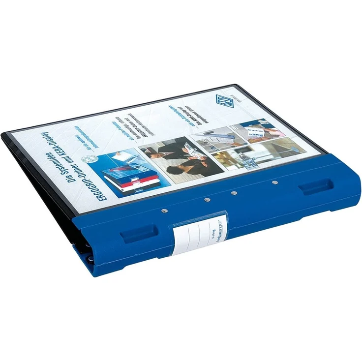 WEDO Aktenordner ERGOGRIP, A4 Format, blauer Rücken, schwarzer Deckel, patentierte 4 Ring Mechanik – Bild 1