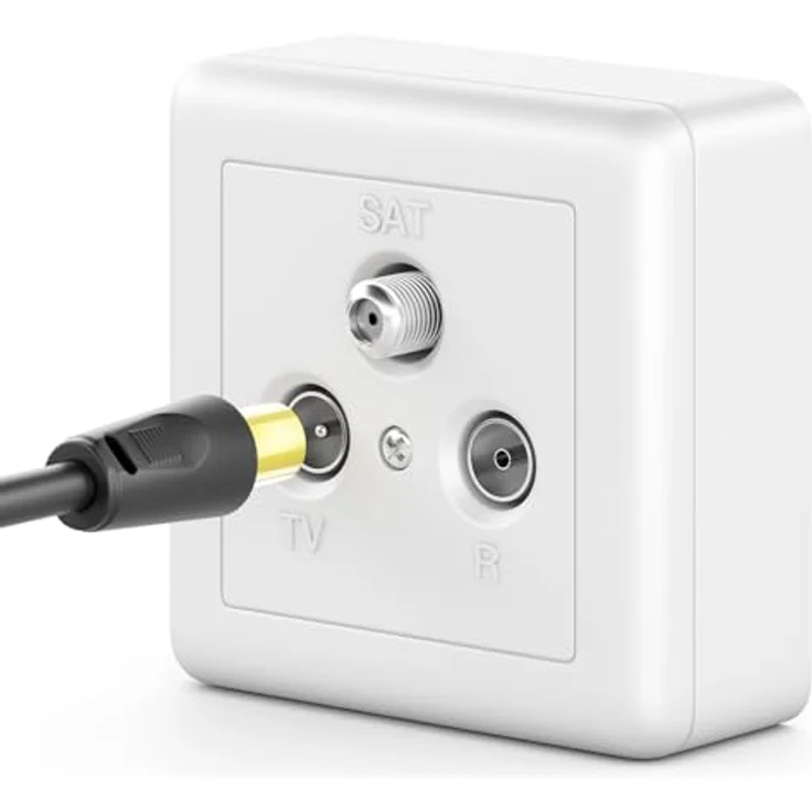 deleyCON 3,0m TV Antennenkabel (IEC-Stecker auf IEC-Kupplung), Koaxial Kabel mit 4-fach Schirmung, 2x Ferritkern und Mantelstromfilter für DVB-T/T2, DAB, schwarz – Bild 2