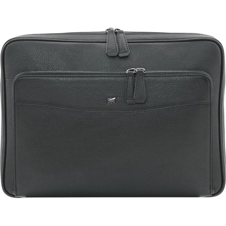 Braun Büffel Theo, Notebooktasche aus hochwertigem Leder mit mehreren Fächern, grau
