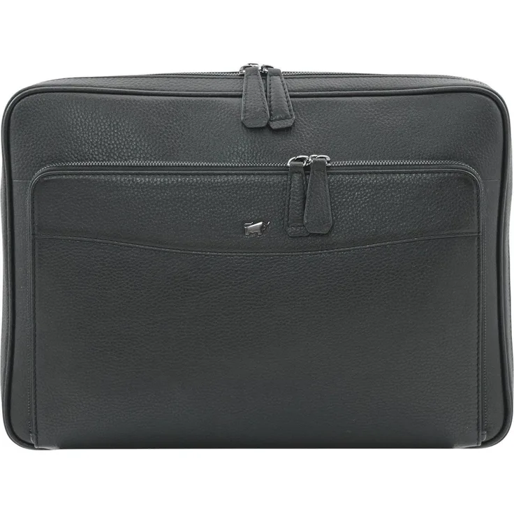 Braun Büffel Theo, Notebooktasche aus hochwertigem Leder mit mehreren Fächern, grau