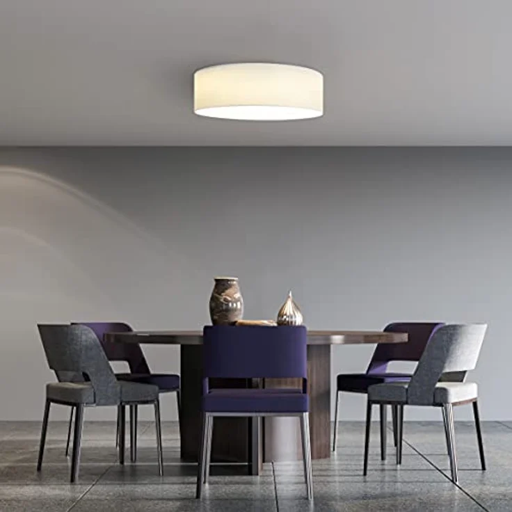 Navaris LED Deckenleuchte 22W - Rund ∅ 40cm - Design Stoff Weiß - Warmweißes LED Licht - Preisvergleich – Bild 3
