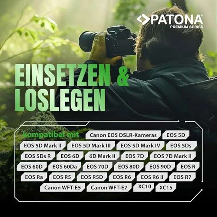 PATONA Premium Akku LP-E6N, 2400mAh Ersatzakku für Canon EOS R5 R6 5D Mark II III IV, 60D 70D 80D 90D, 100% kompatibel, hohe Leistung und Sicherheit – Bild 3