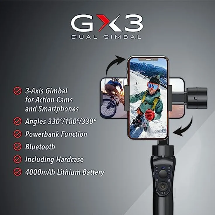 GoXtreme GX3 3-Achsen-Gimbal für Smartphones und Action Cams – Bild 4