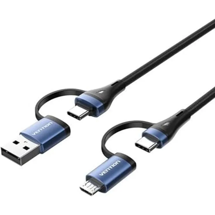 Vention CTLLF USB-C auf Micro-USB-Kabel, 1 m, 4-in-1 mit 100 W Schnellladung, schwarz