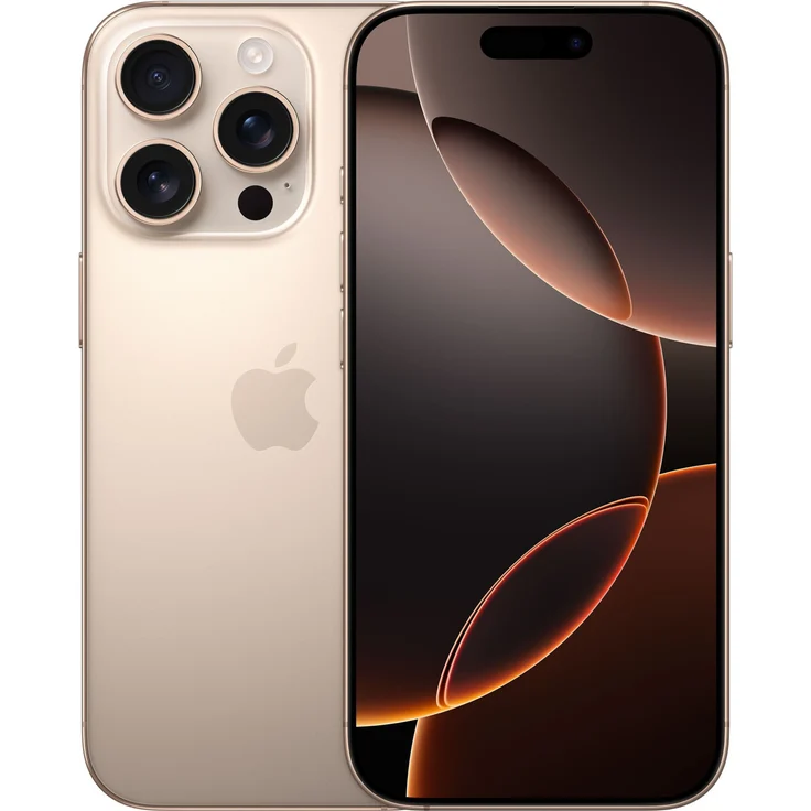 Apple iPhone 16 Pro 5G Smartphone (6,3 Zoll) OLED-Display, 128 GB interner Speicher, iOS 18, Titan Wüstensand – Bild 1