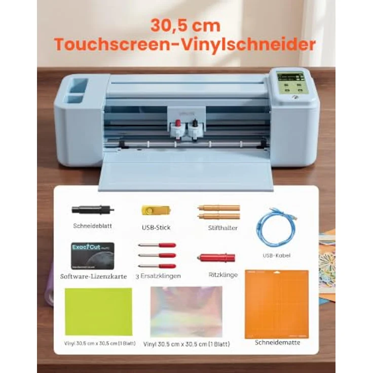 VEVOR Vinylschneidemaschine 30 cm, Schneideplotter mit Touchscreen, kompatibel mit Mac/Windows/Android/iOS, vielseitiger Vinylcutter für Aufkleber, Karten und Wohnaccessoires – Bild 5