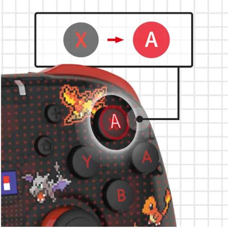 HORI PAD Turbo Wireless Controller - Pokémon Pixel Red - Ergonomischer Controller mit TMR-Sticks, Gyro-Sensoren und programmierbaren Rücktasten für Nintendo Switch 2 – Bild 9