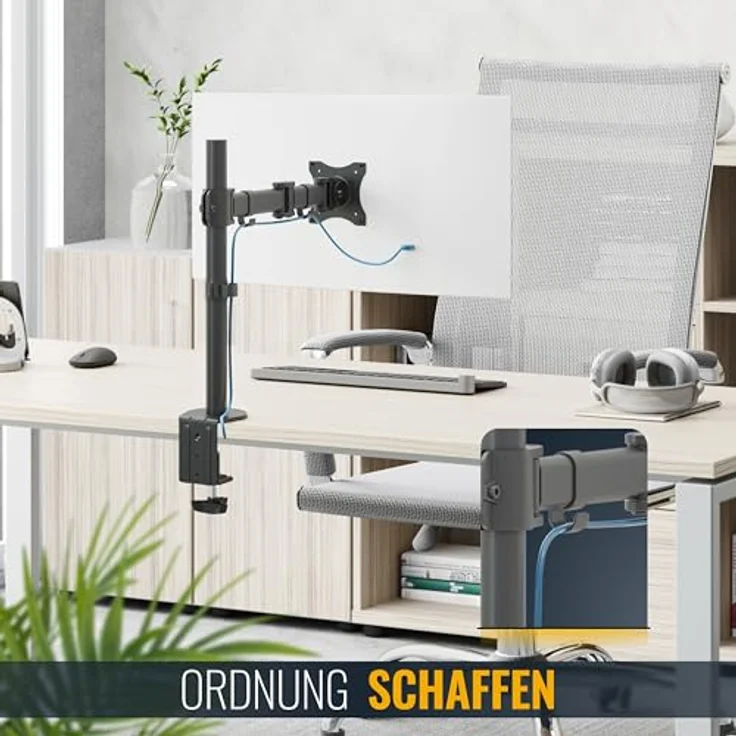 RICOO Monitor Tischhalterung für Monitore Monitorhalterung TS5711 Universal Monitorständer Schwenkbar Neigbar Höhenverstellbar Schreibtisch Bildschirmständer Bildschirm Tisch Ständer Monitorhalterungen VESA 75x75 100x100 / Schwarz – Bild 7
