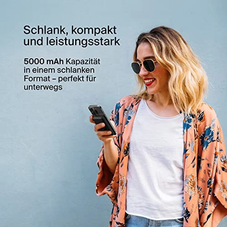 Belkin magnetische 5000-mAh-Powerbank, externer Handy-Akku, kompatibel mit MagSafe, mit Passthrough-Ladefunktion und Ständer, 7,5 W Ausgang, 10 W Eingang, kompatibel mit iPhone 15, 14, 13 – Schwarz – Bild 3