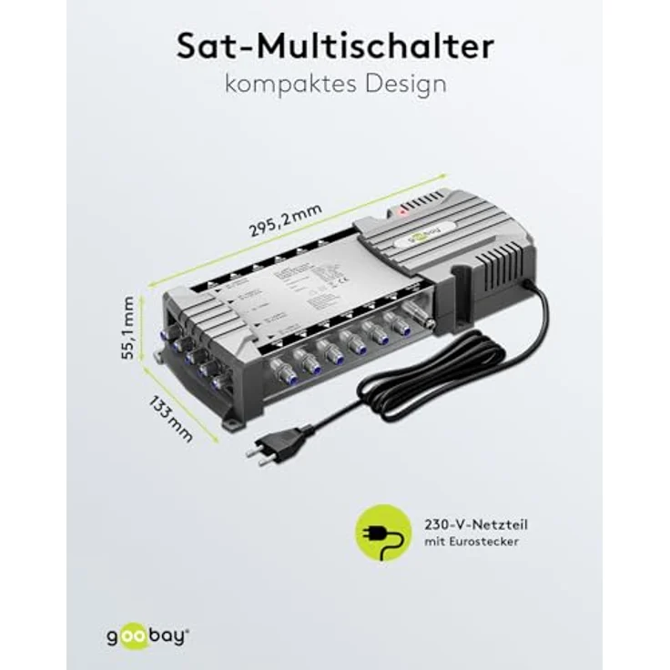 goobay 64875 Sat-Multischalter/Kompakt-Multischalter / 5 Eingänge / 12 Ausgänge / 4K, 8K UHD/DAB+ / für 12 Teilnehmer – Bild 3