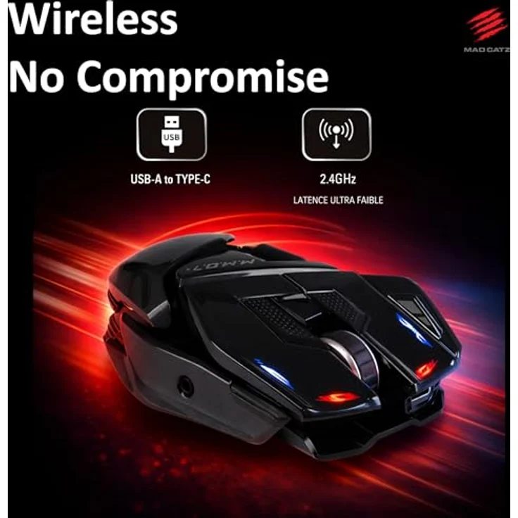 MAD CATZ M.M.O. 7+ Gaming Maus, kabelgebunden & kabellos, 21 programmierbare Tasten, 5D Taste, 26000 DPI PixArt 3395 Sensor, ergonomisch rechts – Bild 3
