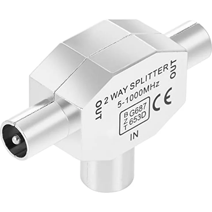 Poppstar 1007771 Antennenverteiler, Koax Adapter, Kupplung, 2x Stecker, zwei TV-Geräte anschließen – Bild 2