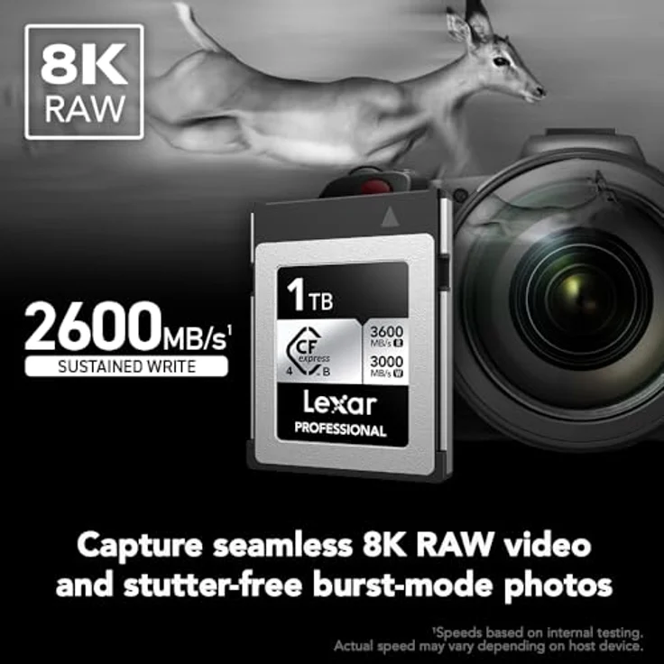 Lexar 1TB Professional CFexpress Type B Silver 4.0 Speicherkarte, bis zu 3600/3000 MB/s, 8K Video (LCXEXS4001T-RNENG) – Bild 3