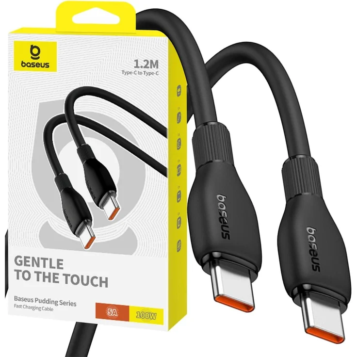 BASEUS Pudding Series USB-C zu USB-C Kabel 100W PD, Schnellladekabel 5A, 1,2m, schwarz