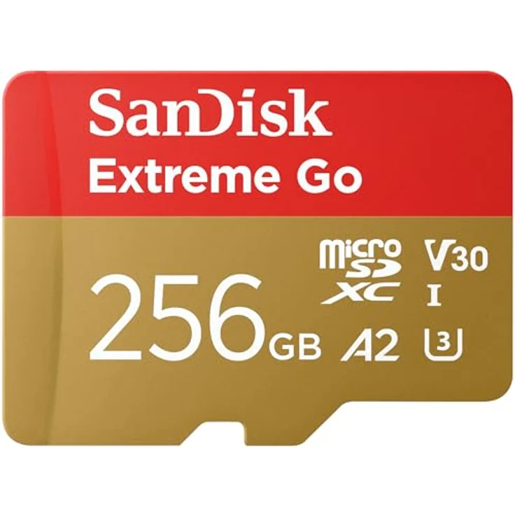 SanDisk Extreme Go microSDXC Karte 256 GB, UHS-I, V30, Class 10, bis zu 200 MB/s, für Android Smartphones, Tablets, Action Cams und Drones – Bild 1