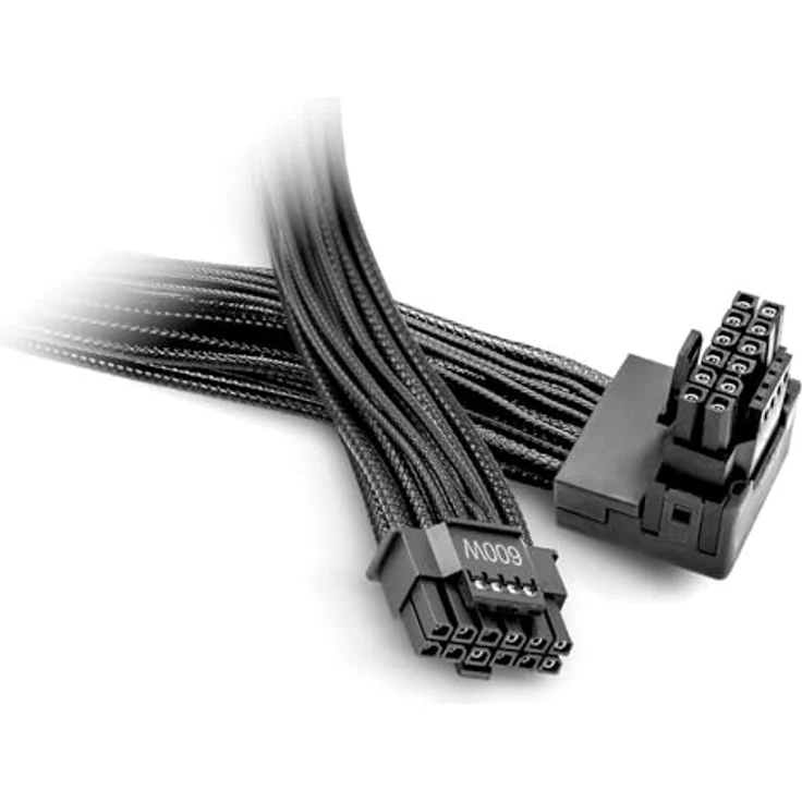 be quiet! 12V-2x6/12VHPWR 90° Reversed Kabel, PCI-E Stromkabel mit gummierter Ummantelung, schwarz, 70 cm, max. Last 600 W – Bild 4