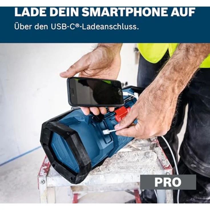 NoName GPB18V-3C (solo Carton), FM-Bluetooth Radio mit USB-C Ladefunktion und IP54 Schutz, kompatibel mit Bosch 18V System – Bild 4