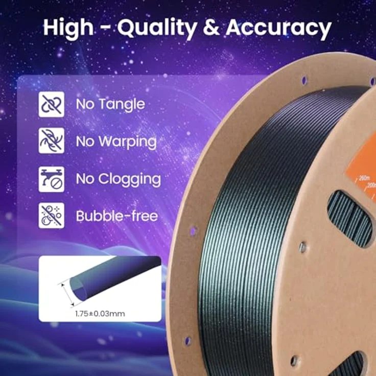 ERYONE Glitter PLA Filament, 1.75mm, Dual Color Burnt Titanium Green & Purple Blue, 1kg/Spool, präzise Druckqualität für FDM 3D-Drucker – Bild 5