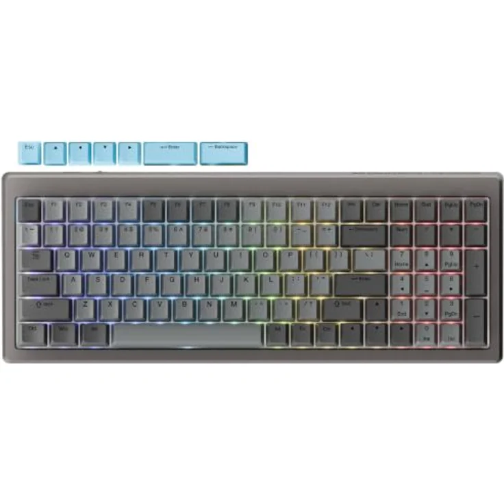 Ducky Cushion 98, 96% Gaming-Tastatur mit Shush Red Switches, RGB, US-Layout, Nickel, Hot-Swap, 2,4 GHz/Bluetooth/USB-C – Bild 6