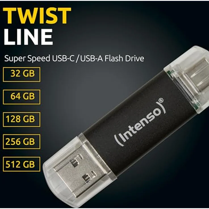 Intenso Twist Line 256 GB, Dual USB-Stick 3.2 Gen 1x1, USB-C und USB-A, 70MB/s, Anthrazit – Bild 4
