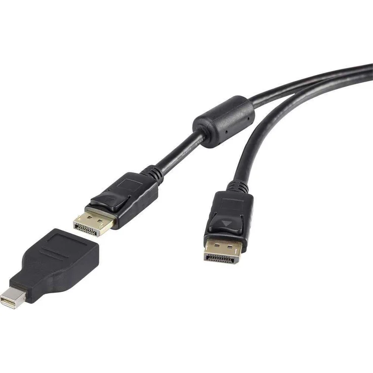 Renkforce Mini-DisplayPort / DisplayPort Adapterkabel, 1.80 m, Schwarz, vergoldete Steckkontakte, Ferrit-Kern, hochwertige Schirmung