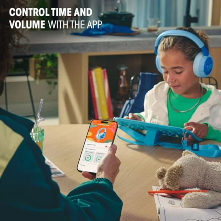 JBL Junior 470 NC, Kabellose Over-Ear Bluetooth-Kopfhörer mit Active-Noise-Cancelling für Kinder, Mikrofon, 50 h Wiedergabe, Safe Sound, geringer Lautstärke, Simpler Bedienung und Stickern, Pink – Bild 3