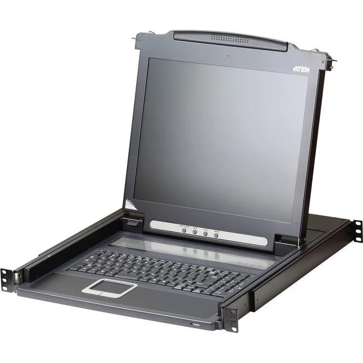 Aten KVM CL1000M-ATA-XG Slideaway, 17 Zoll KVM Switch mit 43 cm LCD, VGA- und PS/2-Unterstützung, Schwarz