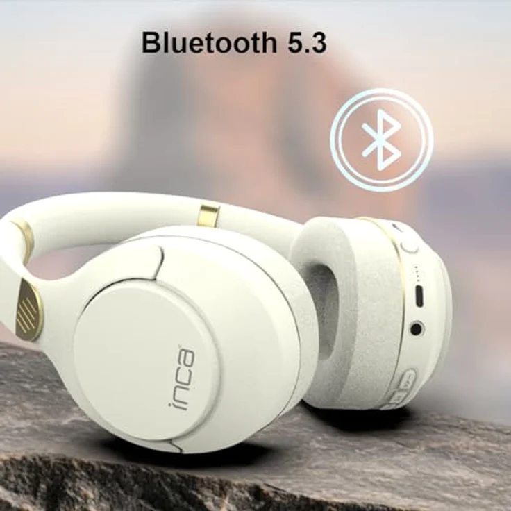 İnca IBK-503, Bluetooth Over-Ear Kopfhörer mit Mikrofon, 12 Stunden Akkulaufzeit, AUX & SD-Kartenslot, ergonomisches Design für Musik & Gaming, Weiß – Bild 3
