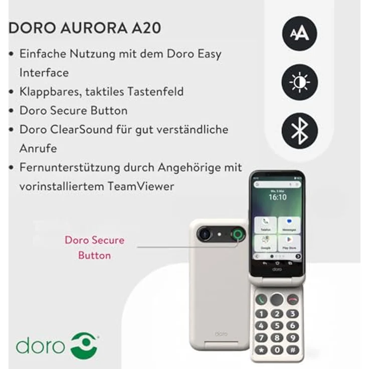 DORO Aurora A20, Smartphone mit 64 GB Speicher, Dual SIM, Graphit – Bild 2